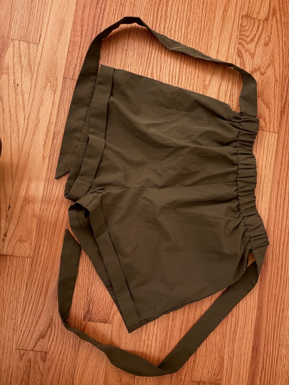 SHEIN Olive Green High-Waist Tie Shorts